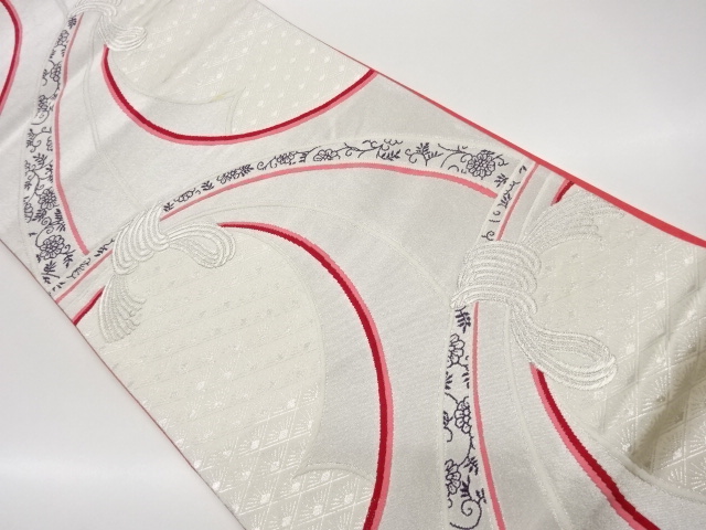 JAPANESE KIMONO / FUKURO OBI / WOVEN KNOT FABRIC & ARABESQUE PATTERN 